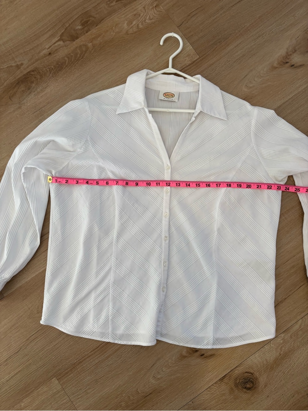 Talbots White Ribbed Button-Front Shirt - Picture 5 of 8